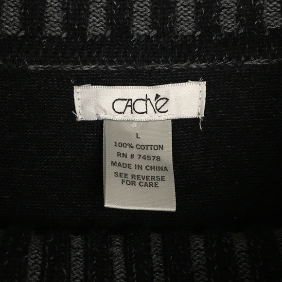 CACHE Sweater Tunic Cowl Off Shoulder Long Sleeve Ribbed Zipper Cuffs Size Large - Picture 11 of 12